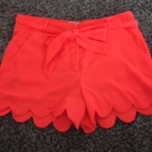 GB Scalloped Neon Coral Shorts with Bow - Size M